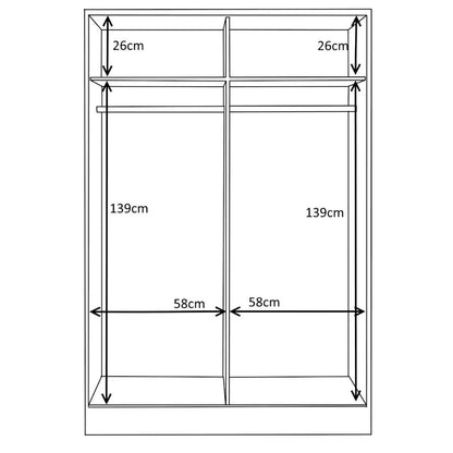 4 Pcs Reflect XL 2 Sliding Door Wardrobe Set - Grey & Matt White