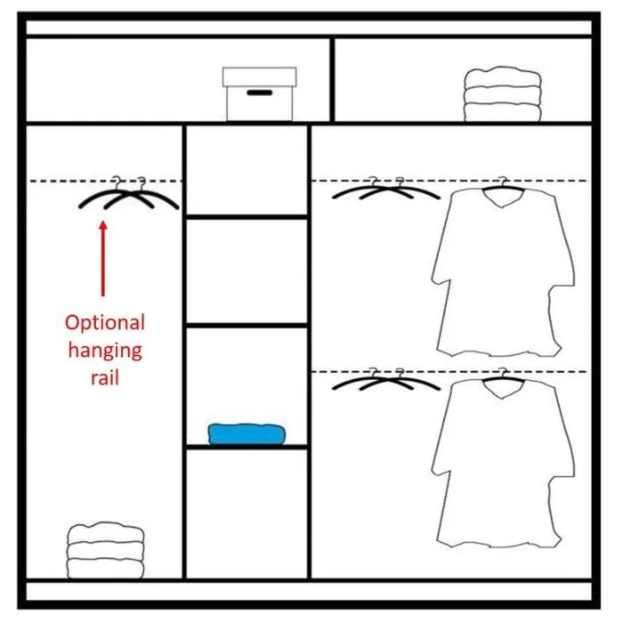 Additional Hanging Rails for Sliding Door Wardrobe