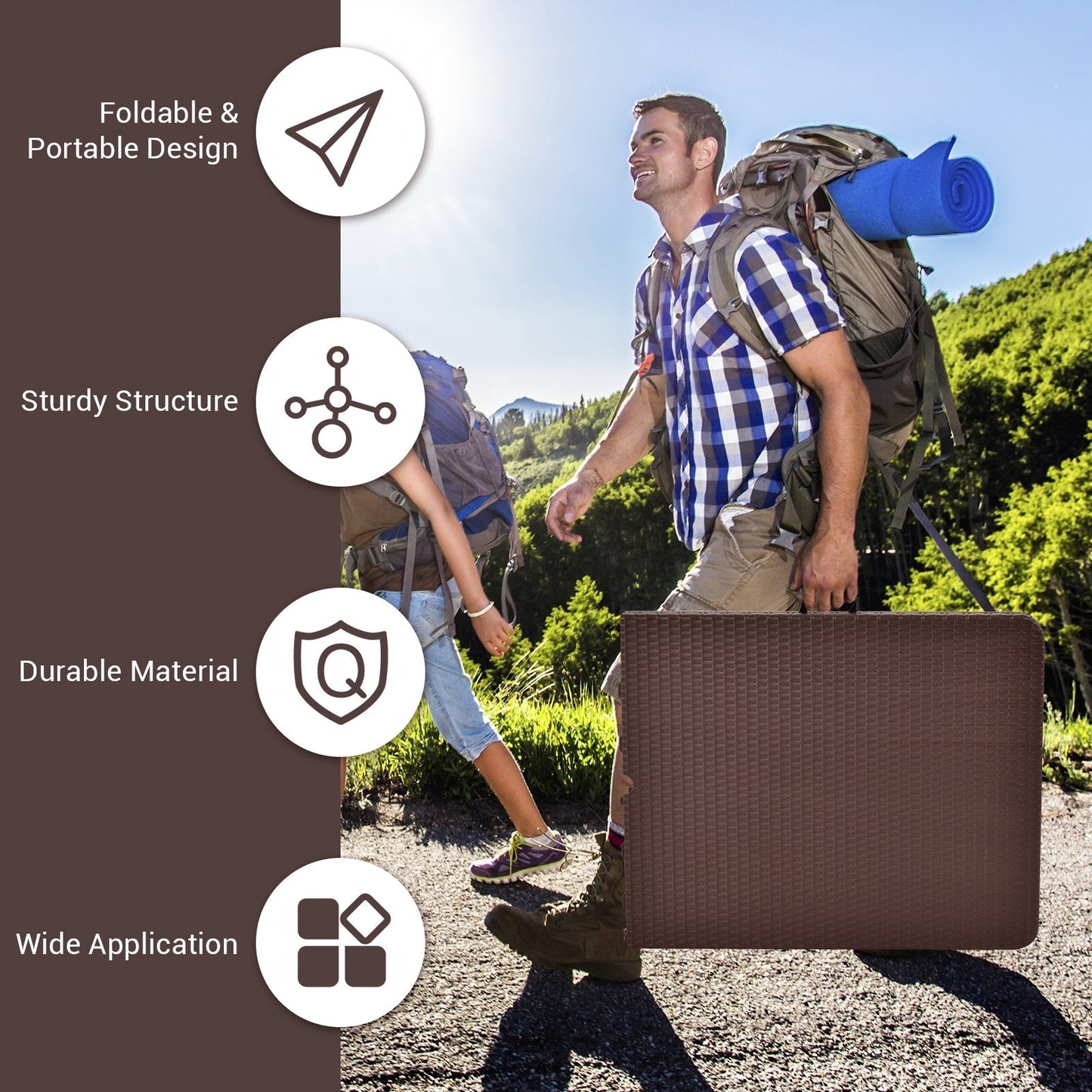 6 Feet Portable Folding Rattan Table