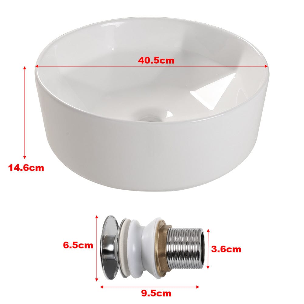 40.5cm Dia. Modern Style Round White Bathroom Sink