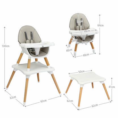 4 in 1 Baby High Chair Infant  Feeding Seat-Grey