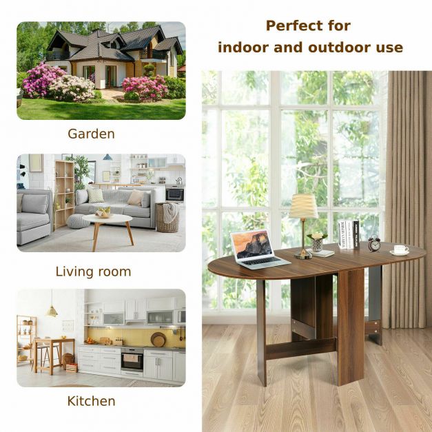 Wooden Folding Dining Table with 3 Convertible Shapes