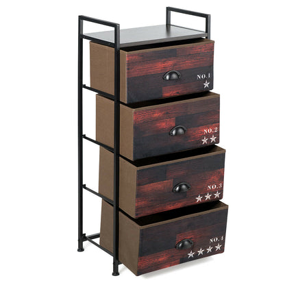 Wooden Storage Tower with 4 Drawer and Sturdy Steel Frame