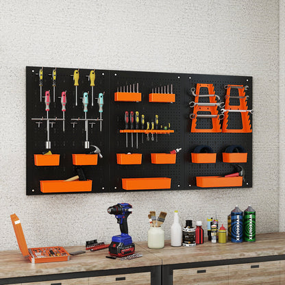 9-Bin Parts Rack Organizer with Hammer Racks for Garage-Orange