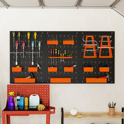 9-Bin Parts Rack Organizer with Hammer Racks for Garage-Orange