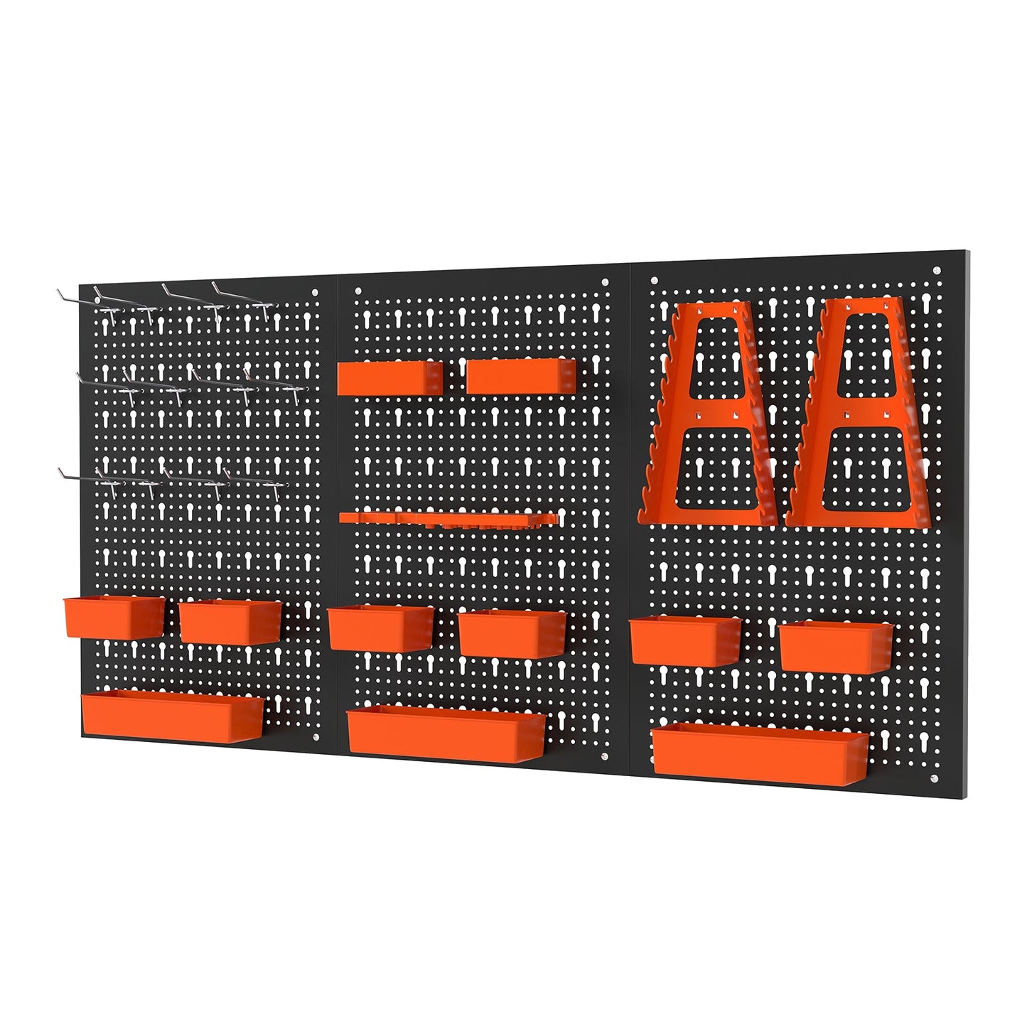 9-Bin Parts Rack Organizer with Hammer Racks for Garage-Orange