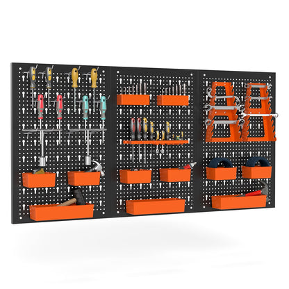 9-Bin Parts Rack Organizer with Hammer Racks for Garage-Orange