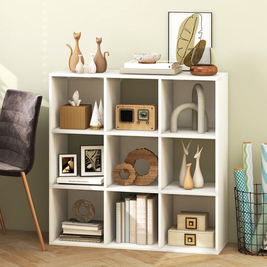 9-Cube Bookshelf with 2 Anti-Tipping Kits Playroom Living Room-White