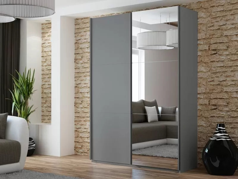 Lisa 2 Sliding Door Mirror Wardrobe White, Black, Grey