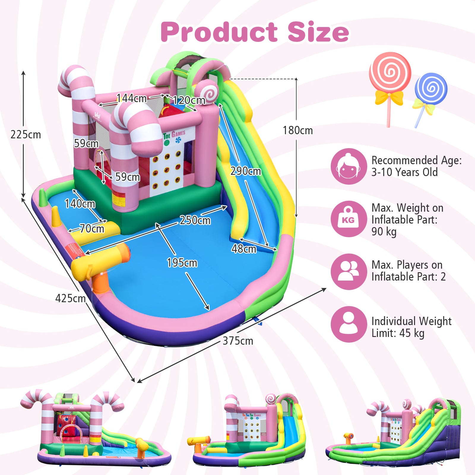9-in-1 Inflatable Bounce House with Slide and Splash Pools