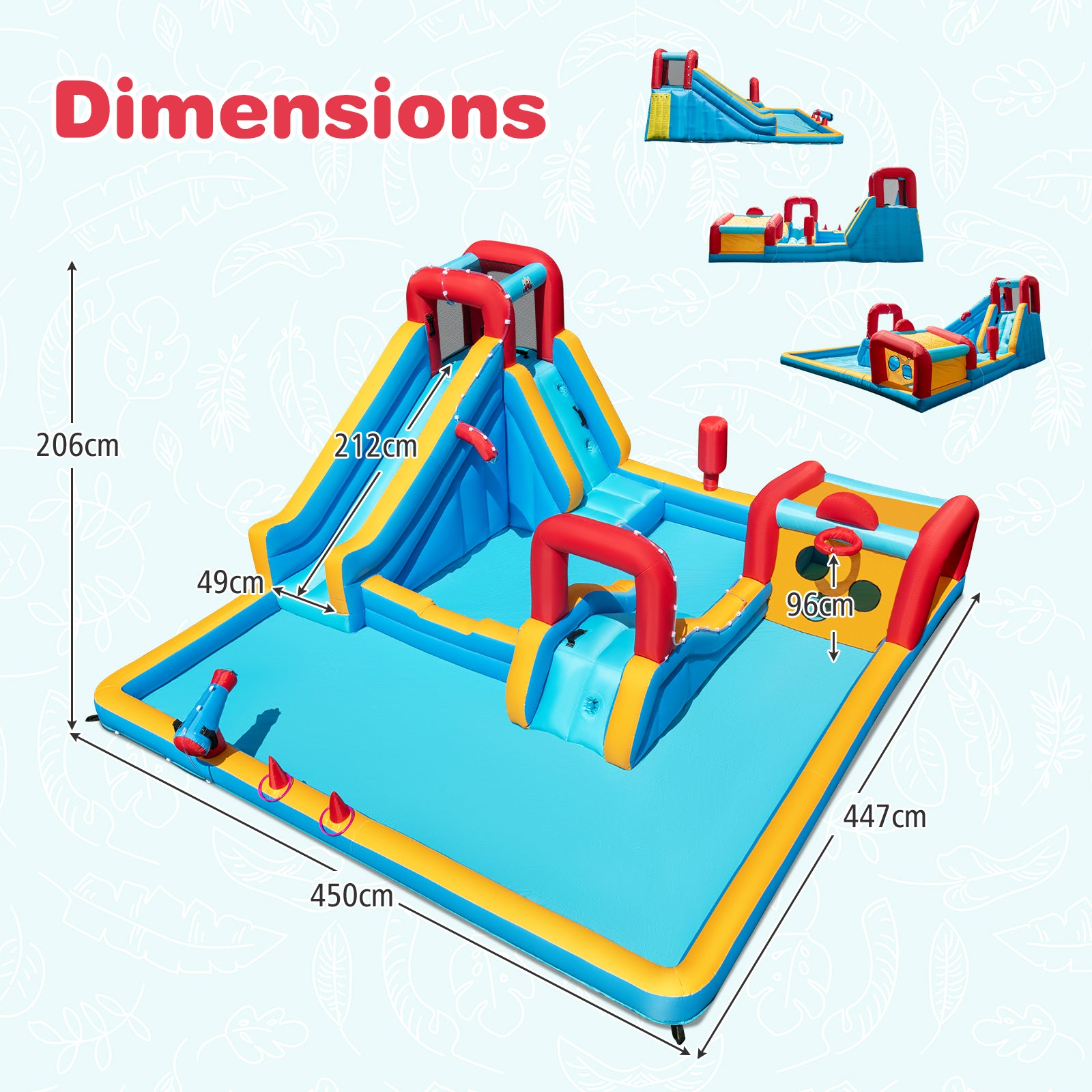 9-in-1 Inflatable Double Water Slide Park for Backyard