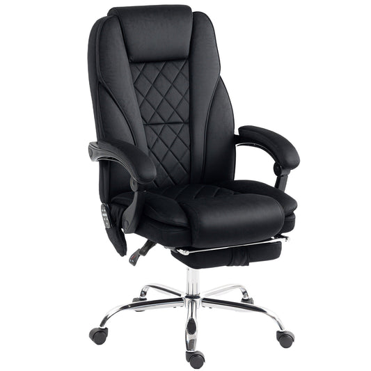 Vinsetto Massage Office Chair, Heated Reclining Computer Chair with Adjustable Height and Footrest, Black