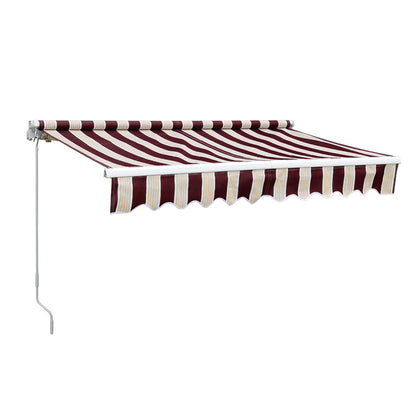 Retractable Patio Awning - Manual Shelter - Red & White