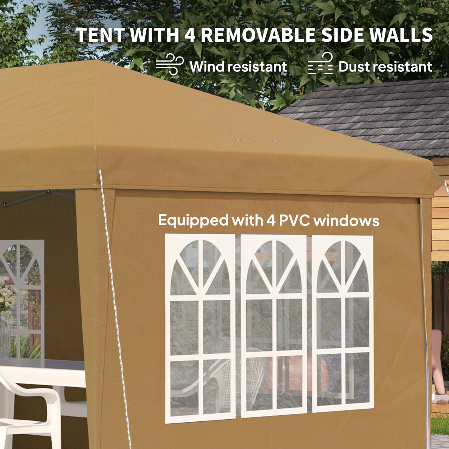 Altana Outsunny 3 x 6m Pop-Up, ze ścianami demontowalnymi - Khaki