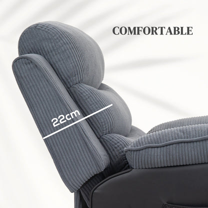 كرسي استرخاء كهربائي HOMCOM Power Lift لكبار السن، تصميم مرقع، كرسي استرخاء كهربائي كبير الحجم لغرفة المعيشة مع جهاز تحكم عن بعد وجيبين جانبيين، رمادي غامق