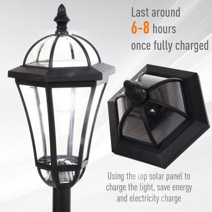 Outsunny 2 szt. 1,3 m Lampa ogrodowa solarna LED zasilana energią słoneczną Latarnia na patio, ścieżka, chodnik, wodoodporna, automatyczny przełącznik, 6 godzin, czarna