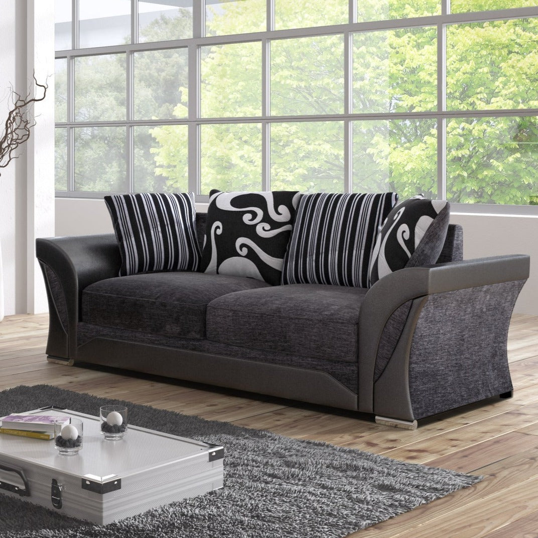 Ferol Fabric Larger Corner Sofa - Black/Grey