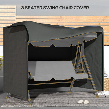 Outsunny 600D Oxford Patio Swing Chair Cover Outdoor Garden Furniture Rain Protection Protector Waterproof Anti-UV Dark Grey 205L x 124W x 164H cm