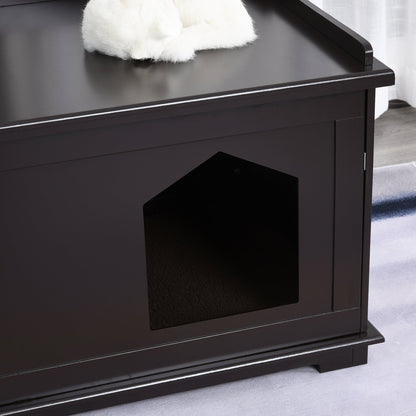 PawHut Wooden Cat Litter Box Covered Mess Free End Table Hideaway Cabinet