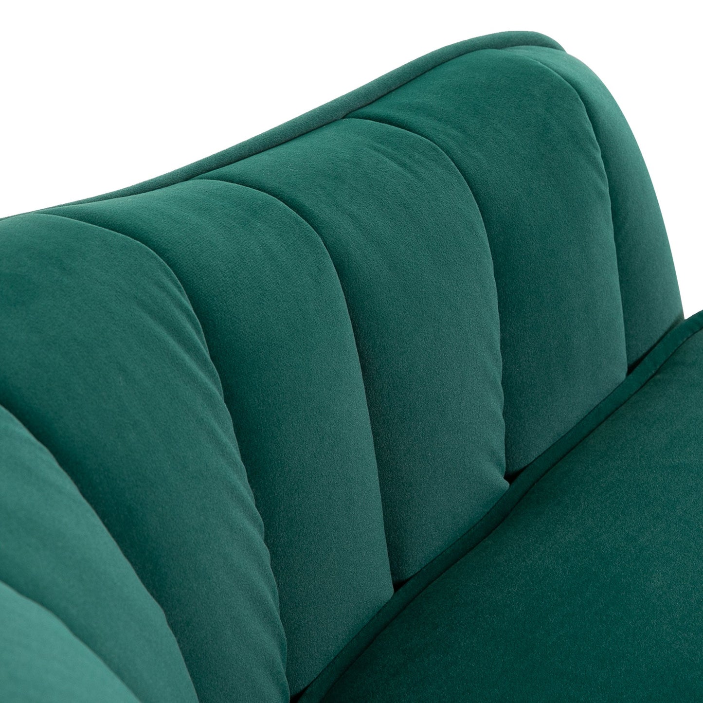 Retro Style Velvet-Feel Tub Armchair, with Gold Tone Legs - Green