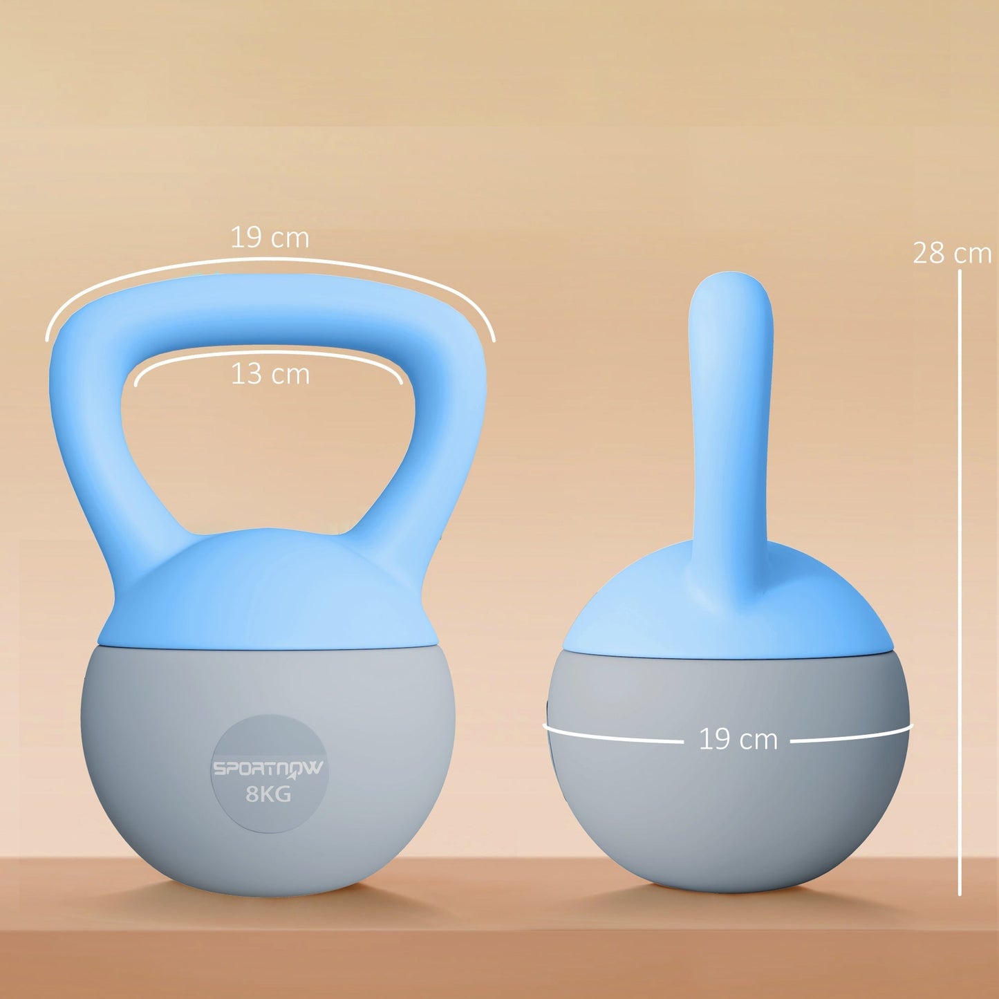 SPORTNOW 8KG Soft Kettlebell, Kettlebell with Non-Slip Handle for Home Gym, Weight Lifting, Strength Training, Light Blue/Grey
