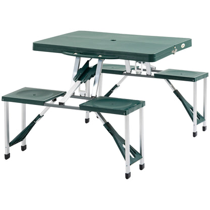 Outsunny Folding Camping Table with Stools Set Aluminum Bench Picnic Garden Party BBQ Portable