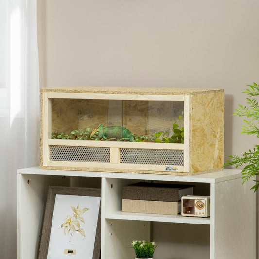 PawHut Reptile Terrarium Vivarium، حاويات الحيوانات الأليفة المتسلقة، موطن الزواحف مع أبواب منزلقة، شبكة مسامية، سهلة التركيب، للسحالي والضفادع ذات القرون والثعابين والحرباء، 60 × 29.5 × 29.5 سم