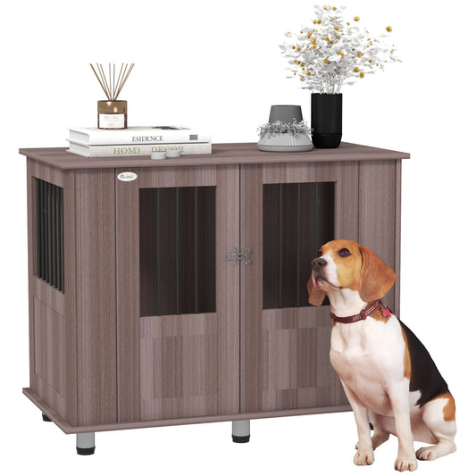 PawHut Dog Crate Table dla średnich i dużych psów z magnetycznymi drzwiczkami do użytku wewnątrz pomieszczeń, 95 x 55 x 75 cm, fioletowy