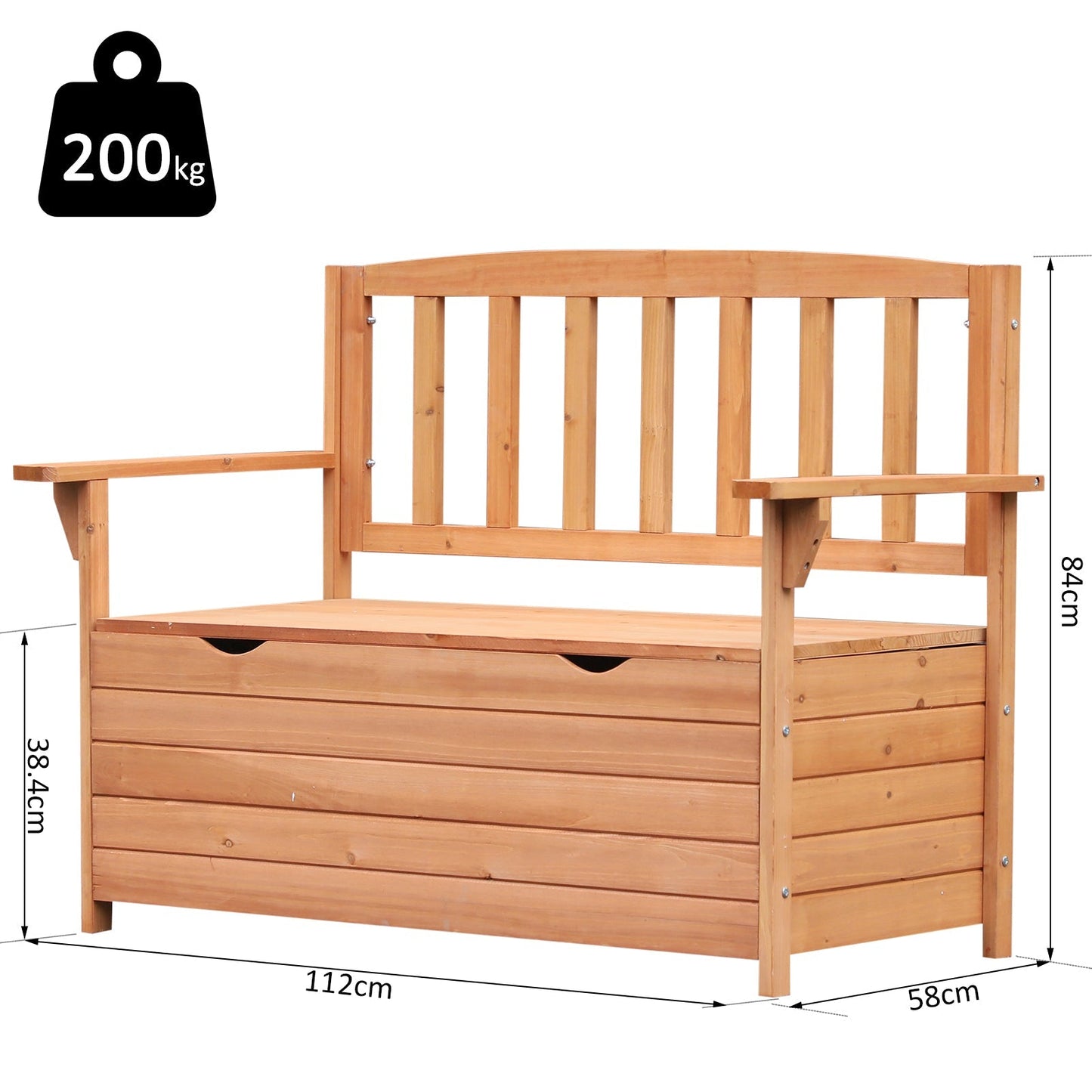 Outsunny Outdoor Garden Storage Bench Patio Box All Weather Deck Fir Wood Solid Seating