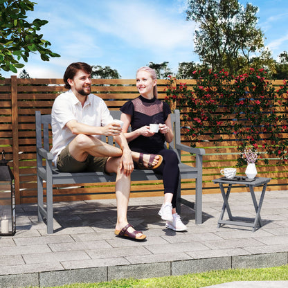 Outsunny 2-osobowa drewniana ławka ogrodowa na patio, na werandę, szara
