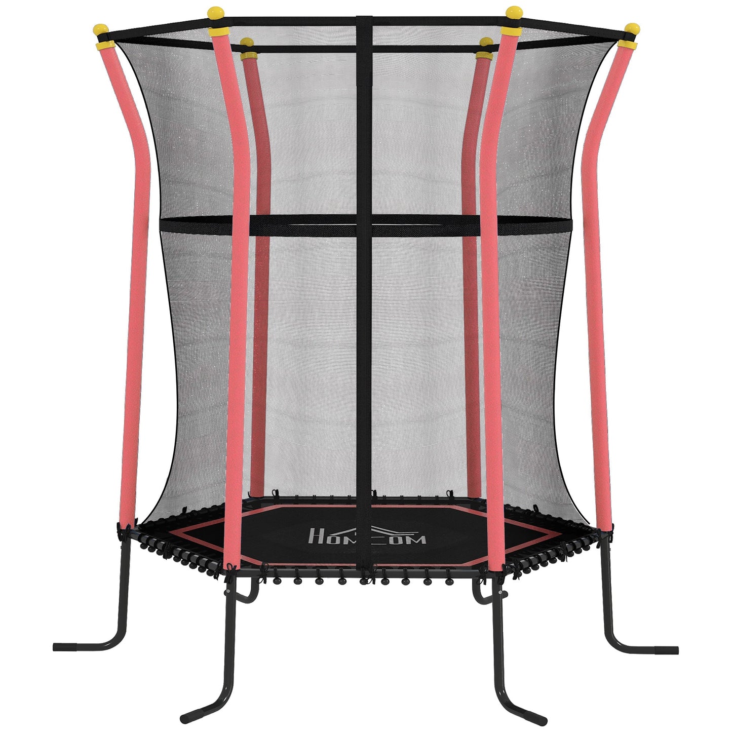 HOMCOM Kids Trampoline Mini Bouncer with Enclosure Safety Net For Ages 3-10 Years - Red