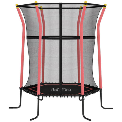 HOMCOM Kids Trampoline Mini Bouncer with Enclosure Safety Net For Ages 3-10 Years - Red