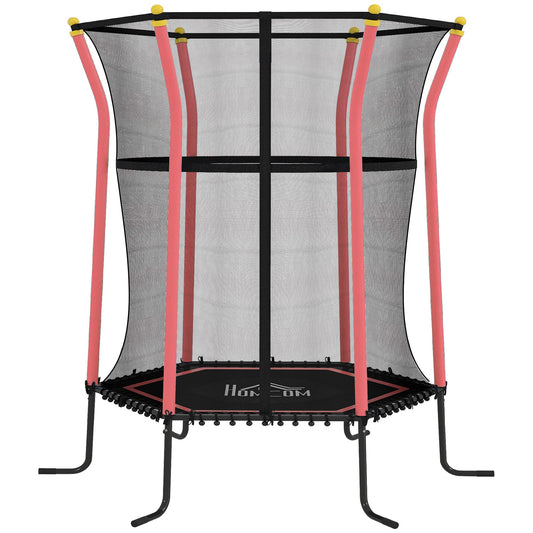 HOMCOM Kids Trampoline Mini Bouncer with Enclosure Safety Net For Ages 3-10 Years - Red