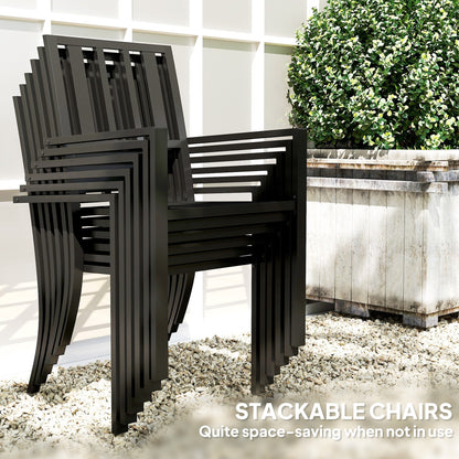 Outsunny 7 Pieces Garden Table and Chairs 6 Seater Outdoor Table and Chairs with Umbrella Hole, for Poolside, Garden, Black