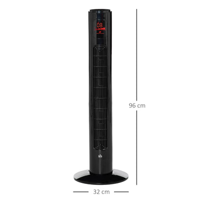 38'' Freestanding Tower Fan, 3 Speed 3 Mode, 12h Timer, 70 Degree Oscillation, LED Panel, 5M Remote Controller, Black