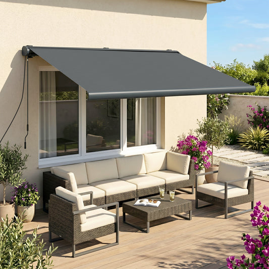 Outsunny Full Cassette Electric Awning with Remote Controller in Dark Grey, image 2