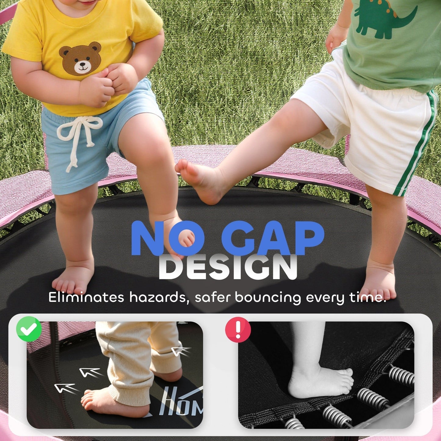 HOMCOM 4.6FT/55" Kids Trampoline with Safety Enclosure, Outdoor Indoor Use, for Ages 3-10 Years, Pink