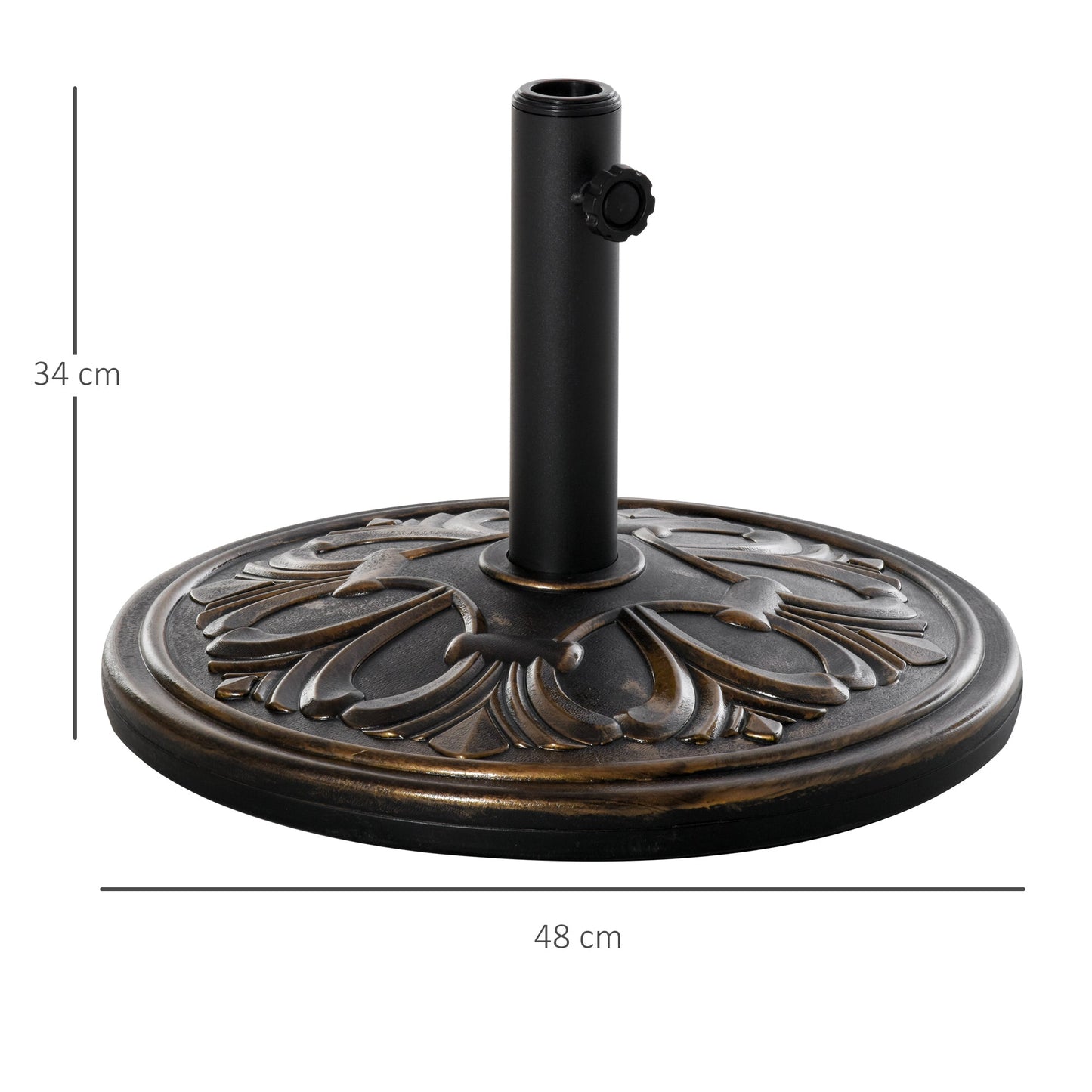 Outsunny 13kg Round Umbrella Base Outdoor Parasol Base Weight Stand Holder for Outdoor Garden Bronze Tone