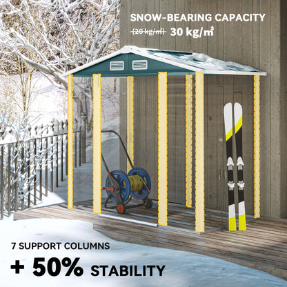 Outsunny 7 x 4ft Garden Shed, Easy to Assemble, Upgraded Galvanised Steel Frame with Foundation Kit, Double Doors with Lock, Outdoor Metal Shed with Vents and Gloves, Garden Storage Shed, Green