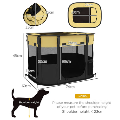 PawHut Foldable Dog Pen with Storage Bag for Indoor/Outdoor Use, Yellow