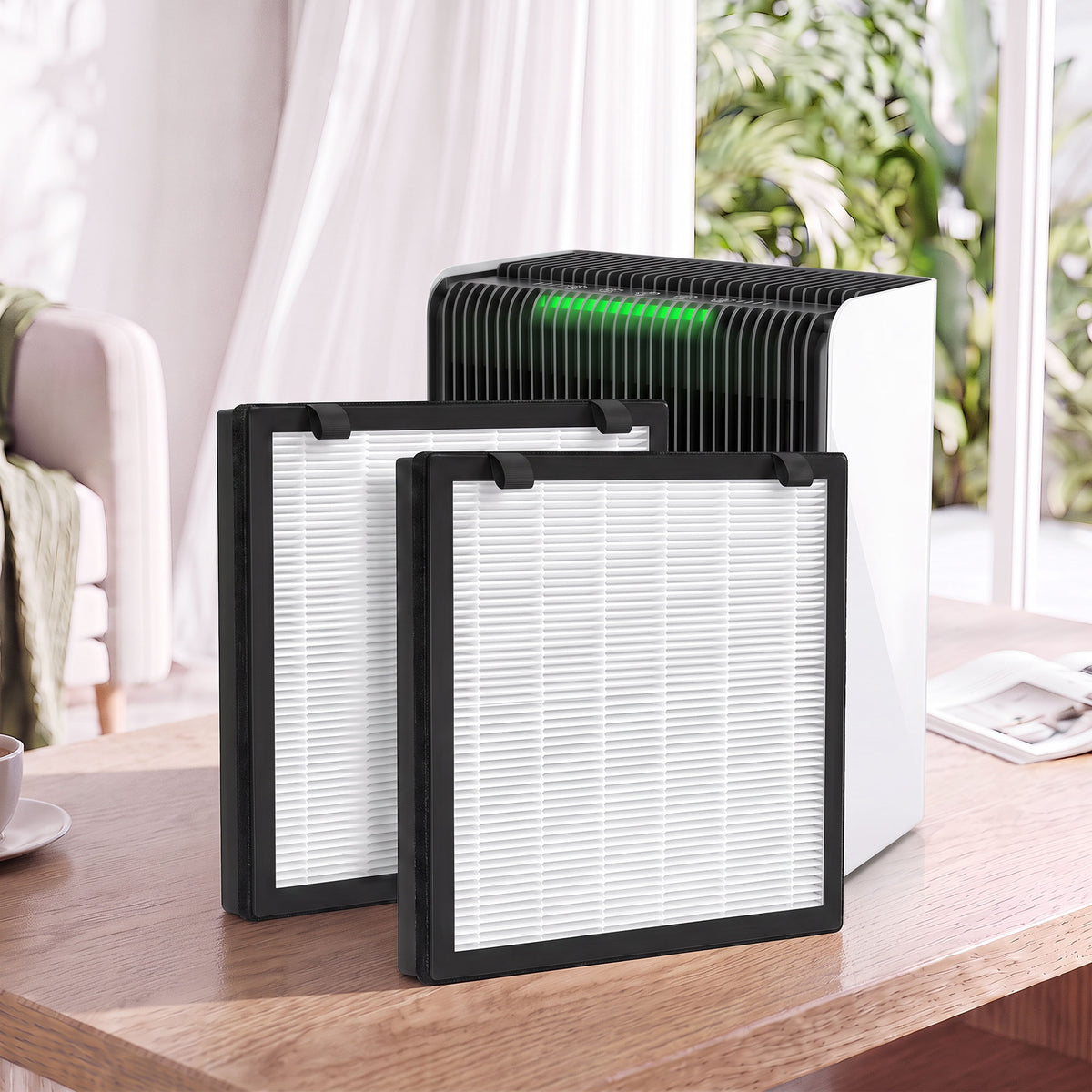 HOMCOM H13 True HEPA Replacement Filter for Air Purifier (Model 823-096), Activated Carbon Filter for Smoke, Pet Odour, 2 Pack