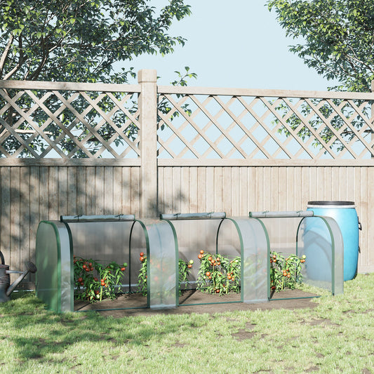 Outsunny PVC Tunnel Green Grow House Stalowa rama do ogrodu na podwórko z drzwiami na suwak 295x100x80 cm, przezroczysty