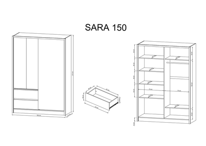 Sara Sliding Door Wardrobe 154cm