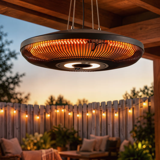 Outsunny Hanging Electric Patio Heater with LED Light in Black, image 2