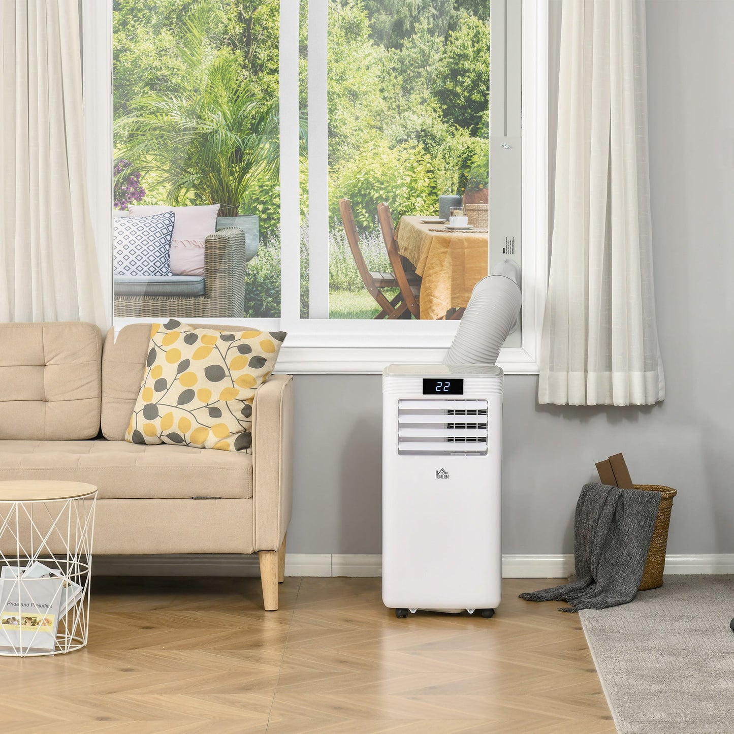 HOMCOM 7000 BTU Air Conditioning Unit, 3-in-1 Portable Air Conditioner, Dehumidifier, Cooling Fan with Remote Control, LED Display, 2 Speeds, 24H Timer, Window Venting Kit, 15m_