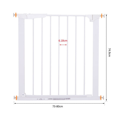 PawHut Pet Safety Barrier Gate W/ Iron tube, 74.9H x 73-80W cm-White