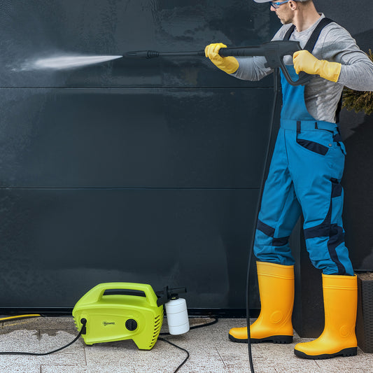 Outsunny 1600W High√Ç Pressure√Ç Washer, 130 Bar Pressure, 390 L/h Flow, Portable Power Washer Jet Wash Cleaner with Adjustable Nozzle, 6M Hose, Handle for Home Patio Car Driveway, Green