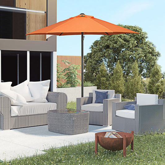 Outsunny 2m Parasol ogrodowy, zewnętrzny parasol przeciwsłoneczny z 6 wytrzymałymi żebrami na balkon, ławkę, ogród, pomarańczowy