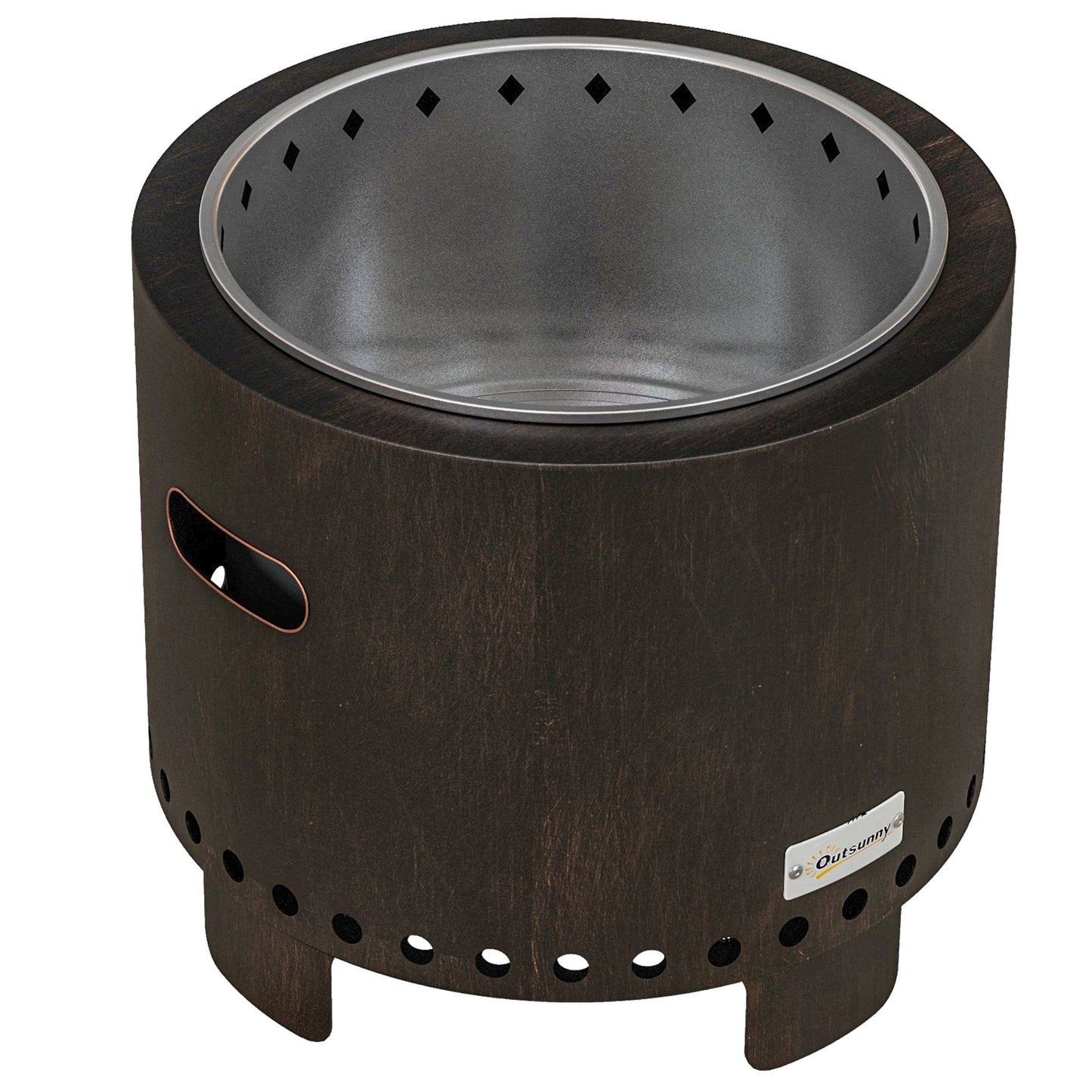 Outsunny Metal Wood-burning Smokeless Fire Pit, Black