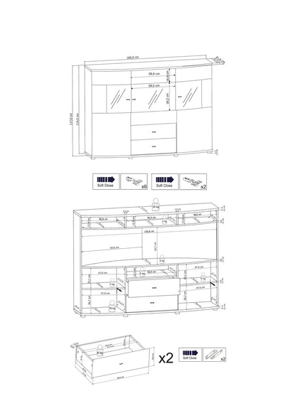 Dera 81 Sideboard Display Cabinet 160cm